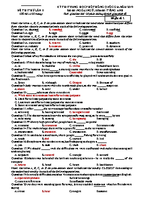 Đề thi thử THPT Quốc gia môn Tiếng Anh năm 2019 lần II - Đề gốc số 2 (Kèm đáp án)